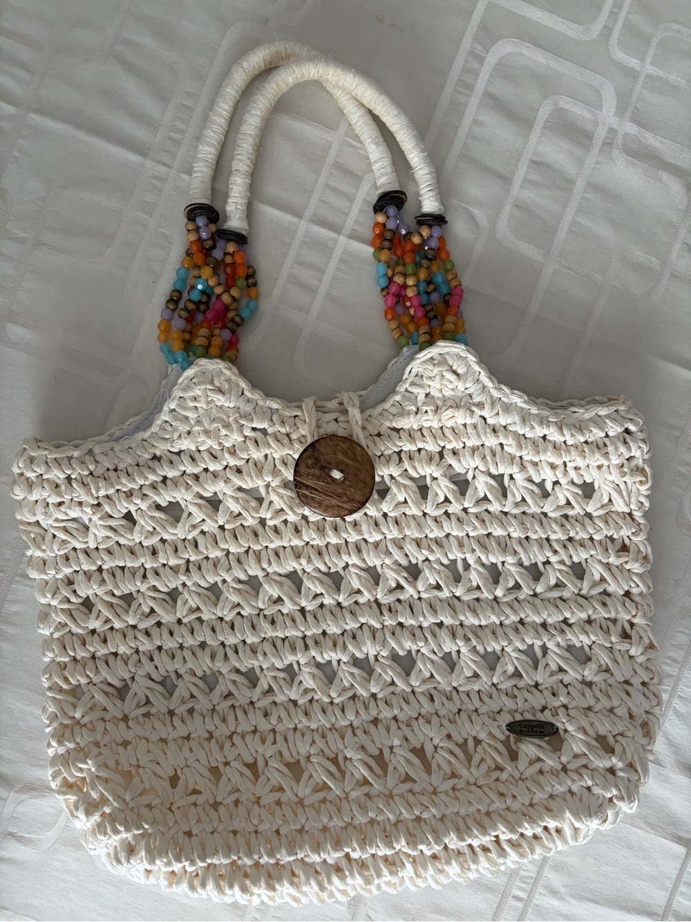 Vintage Cream Cappelli
Straworld, Inc. Crochet Tote with Colourful Beaded Handle - Picture 5 of 11